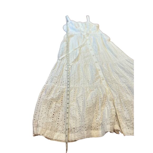 GAP White Apron Maxi Multitier Sun Dress Sundress Eyelet Cotton Women's 8 Tall - Picture 7 of 12